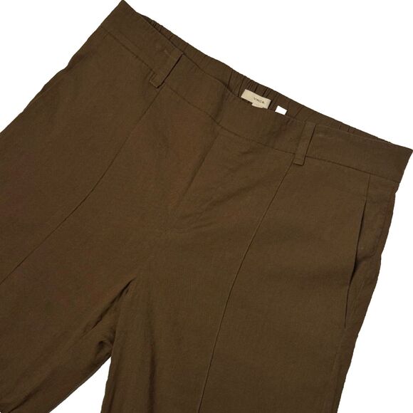 Vince Linen High Waist Pants Brown Pull On Pockets Women's Size XL - Picture 3 of 13
